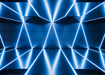 Aufkleber - Futuristic Blue glow light line Metal steel wall Technology Background 