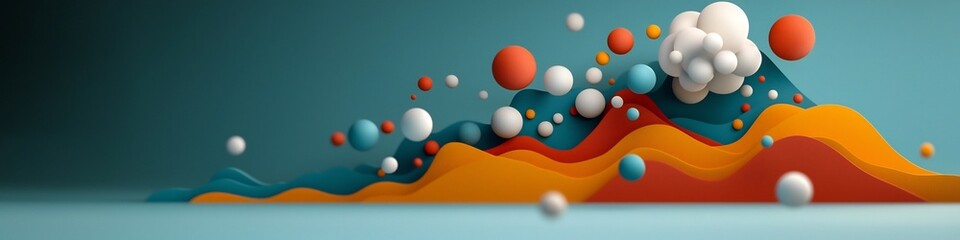 Poster - Vibrant 3D Diagram of Population Response to Policy Changes   A digital rendering illustrating the frequency and dynamic patterns of a population s reaction to shifts in government policies and