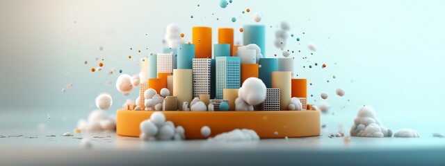 Poster - 3D rendered visualization displaying the frequency distribution of air pollution levels across an urban city environment  This abstract