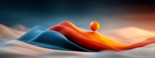 Poster - Vibrant waves of light interference captured in a sleek minimalist 3D digital The abstract fluid forms and patterns depict the measurement and analysis of light frequency using a laser interferometer