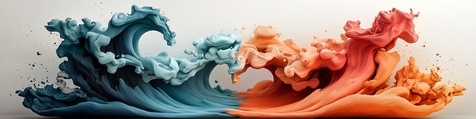 Poster - Vibrant and dynamic abstract digital showcasing a fluid explosive and energetic visual representation of mediums and their frequencies of occurrence  The image features a captivating display of color