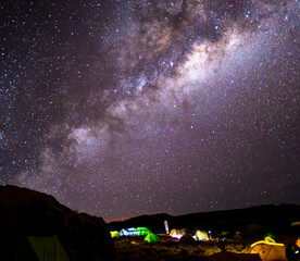 milky way galaxy over mount kilimanjaro