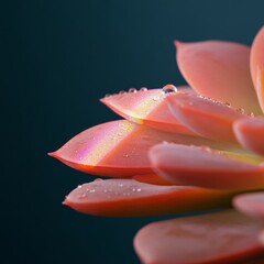 Poster - Modern Botanical Aesthetic Macro Water Droplets on Succulent Leaves with Prismatic Morning Light - Ideal for Natural Beauty and Eco-Conscious Marketing in Lifestyle Content Creation