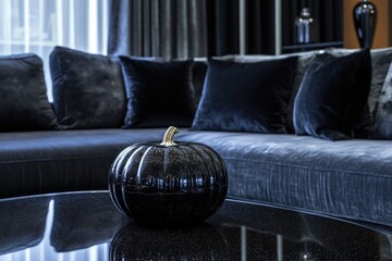 Wall Mural - Pumpkin on Glass Table