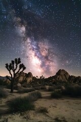 Wall Mural - Milky Way Over Desert Landscape