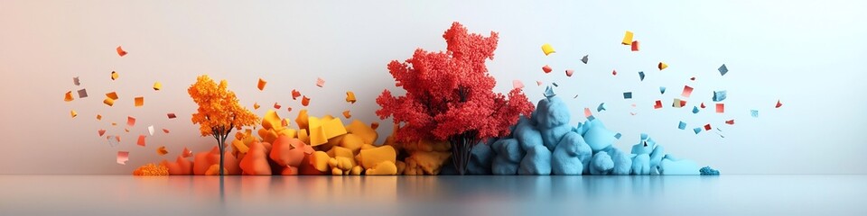 Leinwandbilder - A 3D rendered abstract representation depicting the vibrant and dynamic frequency of occurrence of different colors shapes and patterns in a visually captivating and thought provoking composition