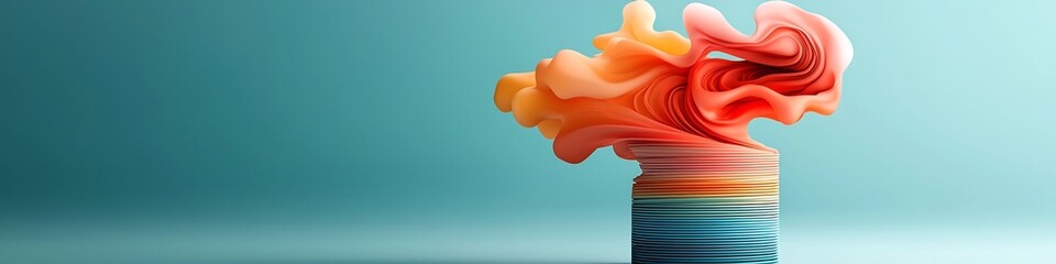 Poster - A vibrant 3D rendered depicting the dynamic essence of sound waves with a fluid