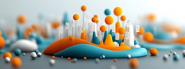Fototapete - a dynamic 3d rendered visualization showcasing the frequency distribution of voting preferences in a