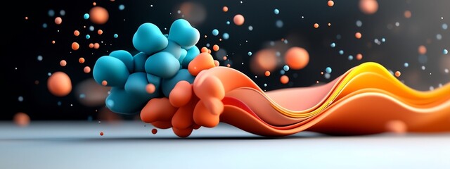 Poster - Multicolored animated wave packet undergoing dispersion and spreading into different frequencies creating a visually captivating and abstract digital artwork with a futuristic scientific