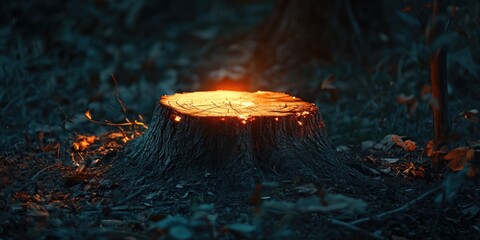 Wall Mural - Tree Stump Illuminated