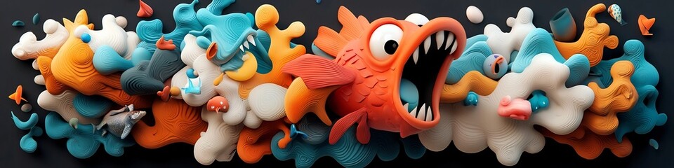 Poster - This vibrant and captivating digital showcases the diverse range of mediums creating a visually striking and imaginative composition that is both contemporary and thought provoking