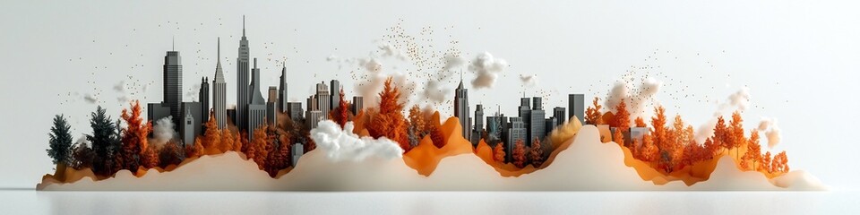 Poster - a 3d rendered digital depicting a futuristic cityscape that visually represents the frequency and im