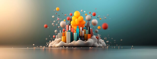 Fototapete - a 3d rendered visualization depicting the frequency distribution of media consumption habits across 