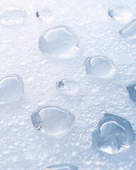 Poster - Icy Water Droplets on Reflective Surface with Metallic Texture