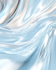 Poster - Abstract Fluidity Icy Blue and White Abstract Texture in Motion