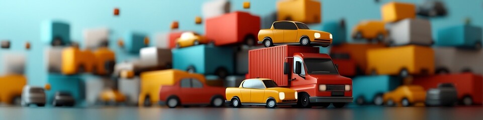 Poster - A 3D rendered visualization depicting the intricate frequency distribution and flow patterns of traffic in a bustling city environment  The image showcases the complex infrastructure