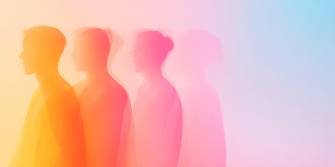 Aufkleber - Surreal Pastel Silhouettes in Minimalist Abstract