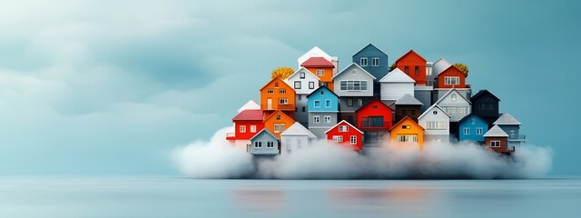 Poster - a 3d rendered showcasing the vibrant architectural diversity of a cityscape