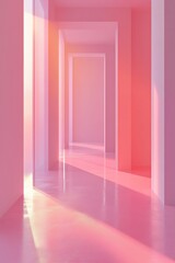 Aufkleber - Surreal Pastel Hallway with Minimalist Gradients and Soft Light
