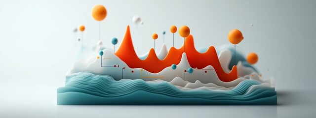 Poster - 3d rendered diagram illustrating the frequency response of a biological system to environmental chan