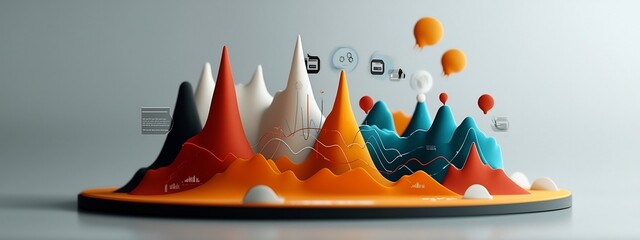 Poster - 3d rendered diagram illustrating the frequency and pattern of a population s response to changes in 