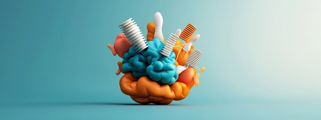 Poster - digitally rendered 3d diagram illustrating the frequency response characteristics of the human ear t