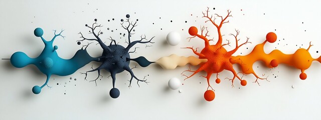 Poster - Vibrant digital depicting a diagram that showcases the frequency response of a biological system to various environmental changes  The abstract composition features dynamic