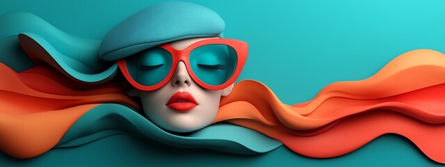 Poster - Vibrant and dynamic 3D digital artwork that visually depicts the frequency and evolution of different fashion trends over time  The fluid