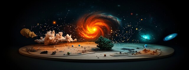 Poster - Stunning digital art depicting a mesmerizing visualization of a cosmic galaxy explosion with a vibrant swirling vortex of stars energy and celestial phenomena  The image showcases a surreal