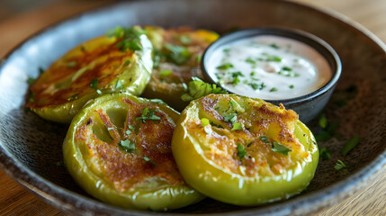 Roasted Green Tomatoes with Creamy Dip