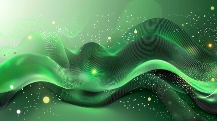 Poster - Abstract Green Wave Background: Elegant, Modern, and Dynamic Digital Art