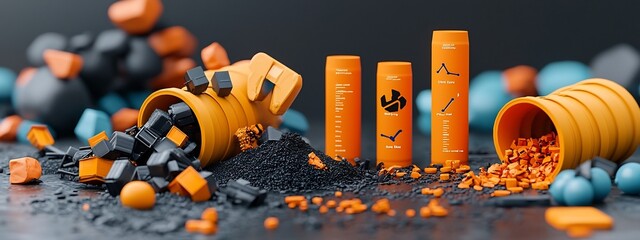 Poster - detailed 3d rendered infographic comparing the frequencies of different types of accidents and hazar