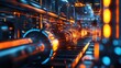 © NafisaNajmin - A photorealistic image of a futuristic factory, advanced machinery with digital connections.