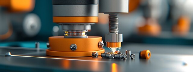 Poster - Closeup view of a laser interferometer a high precision instrument used to measure the frequency and wavelength of light waves in a scientific laboratory or research setting