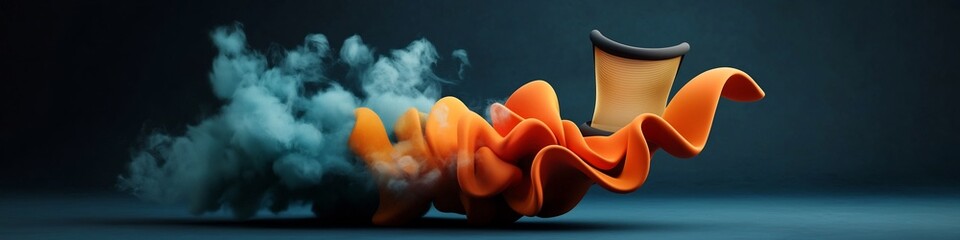 Poster - A 3D rendered depicting a vibrating membrane generating different frequencies of sound through its dynamic motion and undulations  The abstract