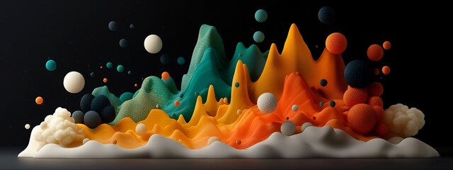 Poster - Captivating 3D rendered visualization showcasing the frequency distribution and diversity of species within an intricate ecosystem