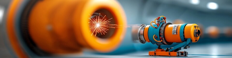 Poster - Detailed of a particle accelerator measuring the frequency and behavior of subatomic particle collisions during a scientific research experiment