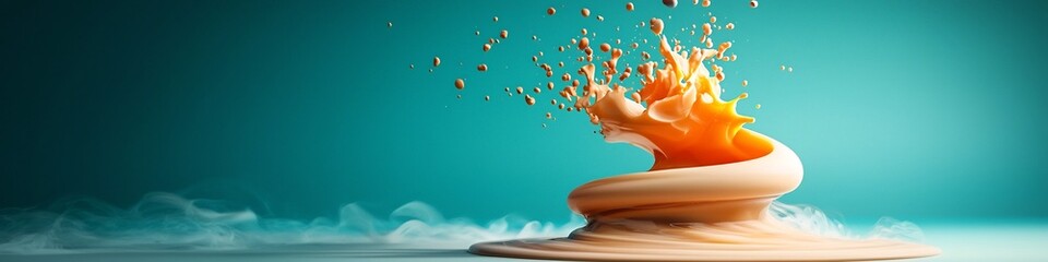 Poster - vibrant 3d depicting a dynamic column of air producing a spectrum of sound frequencies through and r