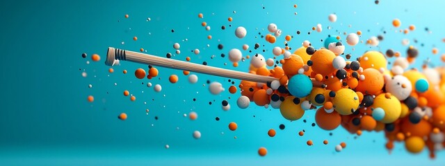 Poster - A vibrant 3D rendered depicting a resonating reed instrument generating dynamic sound frequencies and visual patterns  The image showcases the concept of acoustic tones