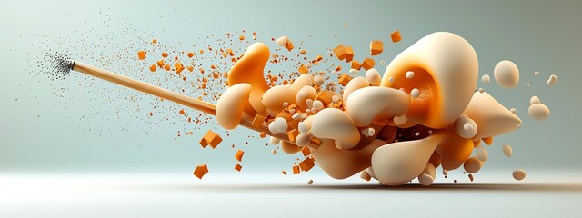 Poster - vibrant sonic explosion colorful 3d rendered of a vibrating reed producing different frequencies of 