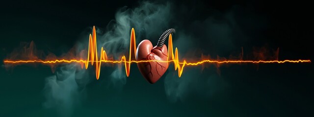 Poster - Spectrogram Visualization of Heartbeat Frequency Content   A digital showcasing the spectral analysis of a heartbeat displaying the frequency components and rhythmic patterns of the cardiac activity