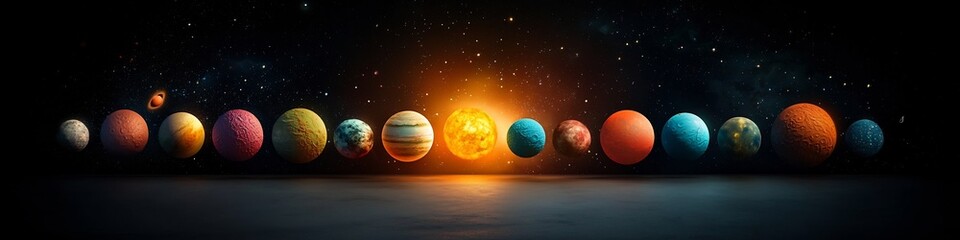 Poster - Diverse Astronomical Phenomena Across the Solar System and Beyond   A Digital Artwork Depicting the Frequency of Occurrence of Different Celestial Objects and Events in the Universe