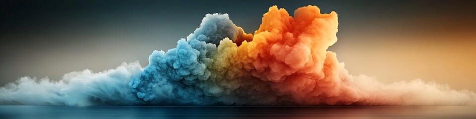 Poster - Vibrant depicting the spectrogram visualization of the frequency components within a natural sound such as rainfall or thunder  The dynamic