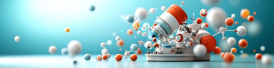 Poster - This striking 3D rendered image depicts a spectrometer  a scientific instrument used to analyze the frequency of molecular in a dynamic  fluid  and visually captivating digital The vibrant colors