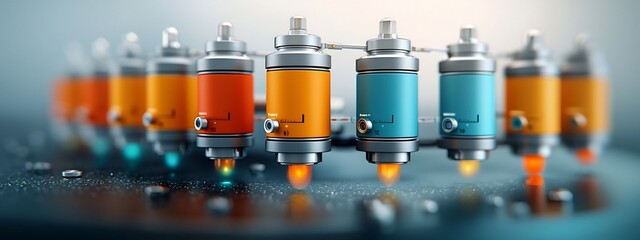 Poster - A 3D rendered image of a spectrometer instrument measuring the frequency of photon emissions for scientific analysis research and experimentation in a laboratory or industrial setting