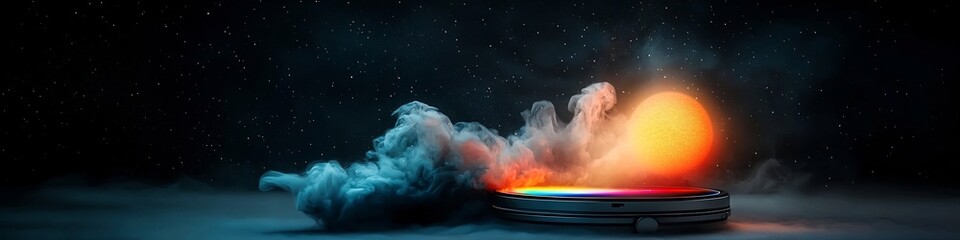 Poster - Spectrometer Analyzing the Light Emission Frequency of a Celestial Object in the Vast Expanse of Space  The Intricate Instrument Captures the Spectrum of Light Emitted by an Astronomical Entity