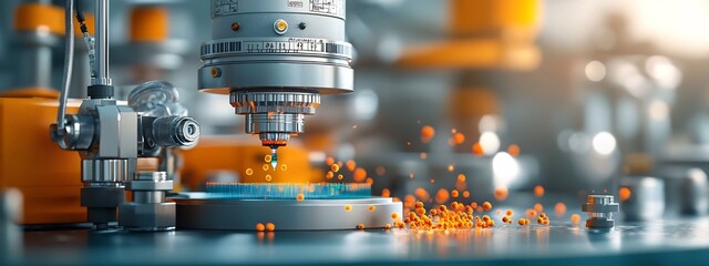 Poster - A close up view of a high tech spectrometer instrument meticulously measuring the frequency of photon emissions a crucial step in scientific analysis and research