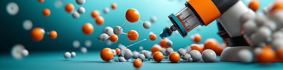 Poster - A 3D rendered image of a spectrometer instrument measuring the frequency of molecular for scientific analysis research and identification of chemical substances and materials