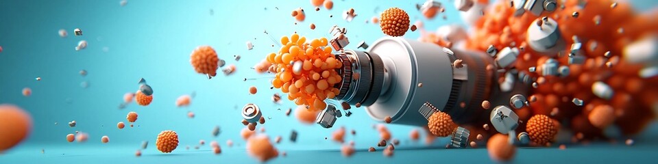 Poster - A 3D rendered image of a scientific spectrometer instrument measuring and analyzing the frequency of photon emissions for research and experimental purposes in a laboratory setting