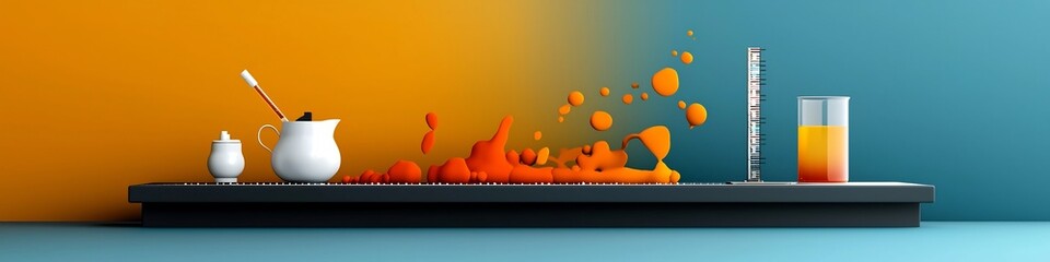 Poster - A 3D rendered image of a spectrophotometer a scientific instrument used to measure the frequency and intensity of light absorption in a sample